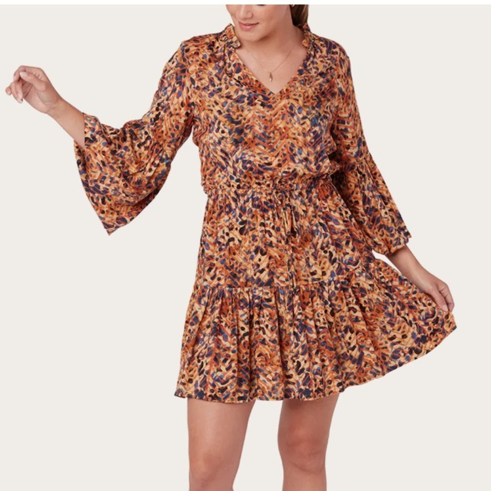 NWT Willa Story Tiered Balloon Sleeve Mini Dress Women’s Size L